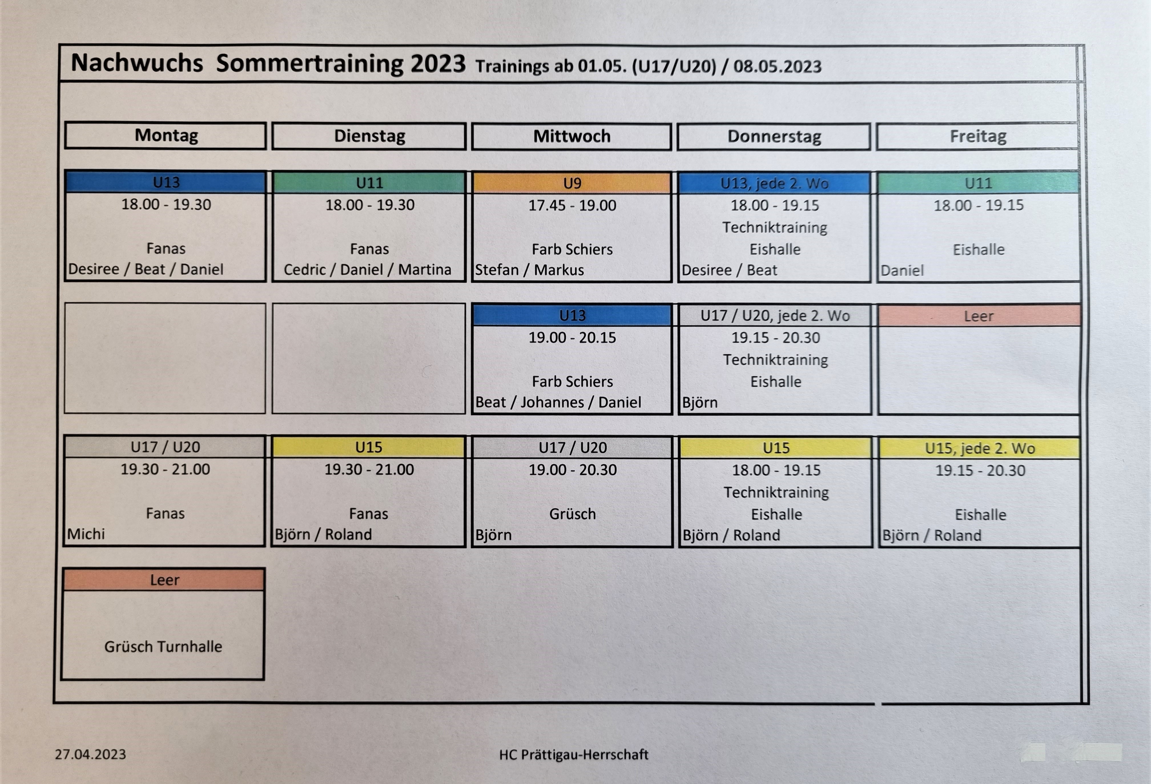 HCPH Sommertraining 2023